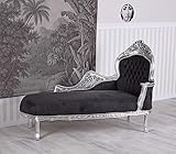 Gigantische Recamiere Chaiselongue Kanapee Rokoko Silber Schwarz Holz 165cm cat590e02 Palazzo Exklusiv