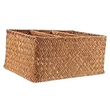 OSALADI Stroh-Desktop-Aufbewahrungsbox Schlüssel-Organizer-Box Schubladenkörbe Fach-Organizer-Box Mülleimer-Organizer Badezimmer-Theken-Organisation Badezimmer-Korb Toilette