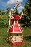 Deko-Shop-Hannusch Windmühle, Gartenwindmühle, Windmühlen aus Holz, kugelgelagert 1,25m (rot)