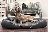 tierlando® Orthopädisches Hundebett Tiffany Easy-Clean | Große Hunde XL XXL | Allergiker Anti-Haar Kunstleder | Memory Foam XXL | Graphit