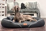 tierlando® Orthopädisches Hundebett Tiffany Easy-Clean | Große Hunde XL XXL | Allergiker Anti-Haar Kunstleder | Memory Foam XXL | Graphit