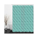 Duschvorhang Badewanne Wasserdicht, Shower Curtains 180 x 200 Grün Katzen Form Duschvorhang Polyester Bad Vorhang Badezimmer Deko
