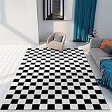 Teppich Antirutschunterlage Schwarz Teppichboden Wohnzimmer Schwarz Minimalist Isches Kleines Gitter Muster Teppichboden Für Das Schlafzimmer Langlebig Teppich Für Wohnzimmer Große Größe 140X20