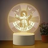 Pandasch Christliche Geschenke, Jesus Figur - Acryl Nachtlicht LED Lampe, Konfirmation Geschenk Junge, Kommunion Geschenke, Christliche Geschenkideen, Christliche Deko