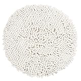 PANA Chenille Badematte rund in versch. Farben • Badteppich aus weichen Fasern • saugstark & waschbar • Duschvorleger Ø 56 cm • Farbe: Creme