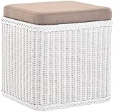 korb.outlet Rattan Wäschekorb Wäschetruhe gepolstert Sitz Weiss Groß Wäschesammler Sitztruhe Badhocker Sitzhocker