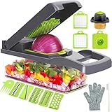 KOKSI All-in-One Mandoline Slicer für Küche Gemüseschneider Gemüsehobel und Spiralschneider Schneider Würfel Lebensmittelzerkleinerer Reibe mit Behälter