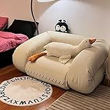 Klappbares Sofa/Schlafsofa/Bett, Boden Sofas mit Memory Foam, Abgerundete Armlehnen Stuhl, Gemütlich zum Lesen, Spielen, Meditieren (Color : Beige, Size : 103x132cm)