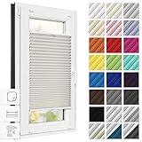 Estika® Plissee zum kleben 50 cm x 50 cm - Grau - Plissee ohne Bohren, Plissee kleben, Rollos für Fenster ohne Bohren, Jalousien Fenster für innen, Raffrollo, Fenster plissee