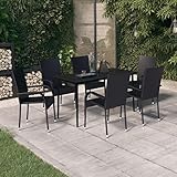 RAUGAJ Gartenmöbel-Set, 7-teilig, Schwarz, Artikelfarbe: Schwarz