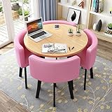 RUANLOV Bürorezeption Rundes Tischset Esstisch,Einfach Küche/Essen Tischset 1 Tisch 4 Stühle Verhandlungstisch für Besprechunge für Wohnzimmer Esszimmer Wohnzimmer Büro (B)
