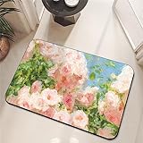 Badezimmerteppich, Badematte rutschfest, Duschmatte rutschfest, Duschvorleger, Badvorleger Badteppich rutschfest Waschbar Teppich Badezimmer, Bathroom Mat, Bath Mat Mats, Bad Teppich, Blumen-70x120cm