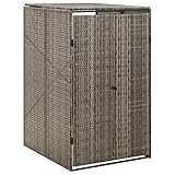 CIADAZ Mülltonnenbox für 1 Tonne, Mülltonnenverkleidung, Gerätebox, Müllbox, Mülltonne, Mülleimer Trennsystem, Mülltonnenboxen,Grau 70x80x117 cm Poly Rattan