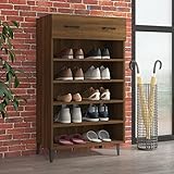 XIAOGUANG Schuhschrank, Schuhbank, Shoe Rack, Schuhe Schrank, Schuhkommode, Schuhregal, Mehrzweckschrank, Braun Eichen-Optik 60x35x105 cm Holzwerkstoff