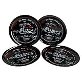 MamboCat 4X Pizza-Teller mit Motiven Nero schwarz Ø 32cm I 4er-Set Teller rund mit Aufschrift in Rot und Weiß I Servierplatte I Vorspeisen-Teller 4 Personen I Pizza-Plate Kitchenware I Gastro-Zubehör