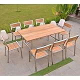 Esstisch Annone Edelstahl Teak Massivholz Tischplatte 220 x 100 cm