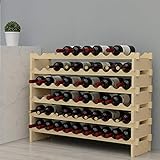 sogesfurniture Weinregal Flaschenregal mit 6 Ebenen für 60 Flaschen Wein Holzregal Weinhalter Weinständer Flaschenständer für Küche, Esszimmer, Bar, 110x30x80.5 cm, BHEU-BY-WS002