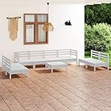 TOYOCC Gartenmöbel-Set, 9-teilig, Weiß, massives Kiefernholz