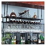 Wine Racks,Double-Decker High Glass Rack, Hanging Wine Rack,Bar Table Hanging Cup Holder, Home Wine Decoration European Wine Rack/Brown/60 * 30Cm (Black 120 * 30Cm)