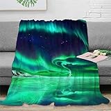 ZHIVIQ Aurora Borealis Überwurfdecke, Dünne Weiche Flauschige Gemütliche Fleecedecken, Polarlichter Große Tagesdecke Bettdecke Couch Sofa Überwürfe 50x60inch(127x152cm)