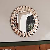 Artloge Runder Dekorative Wandspiegel Gold 60×60, Spiegel mit Metall Haken Hängespiegel Schminkspiegel Türspiegel Badspiegel für Badezimmer Wohnzimmer Schlafzimmer