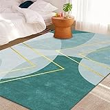 RUGMRZ Wohnzimmers Teppichs Area Rug Schlafzimmer Teppich grün runder Druck gelbe Linie Dekoration Flecken Deko Tisch Wohnzimmer Teppich 150 x 200 cm