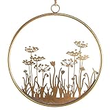 Logbuch-Verlag edler Türkranz aus Metall Gold Ø 31 cm Dekokranz Frühling Blumen Deko zum Aufhängen für Wand & Tür