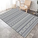 Rug-QJDDUP Teppich Wohnzimmer Flächenteppich Küchenteppich Schlafzimmer Wohnzimmer Esszimmer Arbeitszimmer Büro Faltbar Teppich Graue Geometrie 120x160 cm
