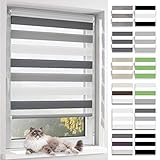 BelleMax Doppelrollo Klemmfix ohne Bohren & mit Bohren (70x120cm Weiß Grau Anthrazit) Duo Rollo, Sonnenschutz lichtdurchlässig Blickdicht, Klemmrollo Fensterrollo, Rollos für Fenster und Tür