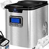 KESSER® Eiswürfelbereiter | Eiswürfelmaschine Edelstahl | 150W Ice Maker | 12 kg 24 h | 3 Würfelgrößen | Zubereitung in 7 min | 2,2 Liter Wassertank | Timer | LCD-Display | Selbstreinigungsfunktion