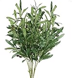 SLFYEE 4PCS Künstliche Pflanze Künstliche Oliven Zweige Grün Kunstpflanze Wetterfest Unechte Pflanzen Plastikpflanze für Vase Außen Garten Balkon Küche Hause Topf Deko