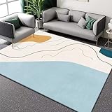 DJHWWD Carpet Bedroom Wohnzimmer Teppich Blau Minimalist Isches Geometrisches Muster Schlafzimmer Anti-Milben Teppich Für Küche 160X200Cm Teppich Pflegeleicht 5Ft 3''X6Ft 6.7''
