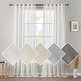 MIULEE Vorhang Gardinen Leinenvorhang Transparent Schiebevorhänge Voile Sheer Halbtransparent Wohnzimmer Fensterschal Lichtdurchlässig Schlafzimmer Schlaufenschal 2er Set 140x245cm (B x H) Weiß