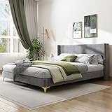 KEDAZM 180 x 200cm Samt Doppelbettgestell mit Kopfteil und Lattenrost - Luxuriöses Design für Schlafzimmer und Gästezimmer, bequem und stilvoll