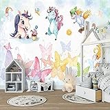 Wandtapete Minimalistisches 3D Einhorn Kinderzimmer Dekorativer Hintergrund Fototapete Baby-250cm×170cm