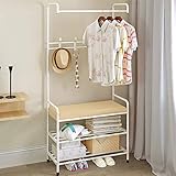 IMYOGI Exquisiter Kleiderständer, Garderobenständer, multifunktionaler Metall-Garderobenständer, Flurständer, Schuhe, Hüte, Taschen, Schuhe, Umbrallas/Weiß