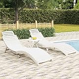 TOYOCC Outdoor-Sitzgelegenheit, Sonnenliegen, 2 Stück, weiß, 184 x 55 x 64 cm, Massivholz, Akazienholz
