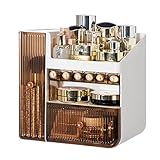 Make Up Organizer,Kosmetik Aufbewahrung Organizer mit Schublade,Schmink Kosmetikbox mit Abnehmbarem Lippenstifthalter,Makeup Organizer Beauty Organizer Aufbewahrungsbox für Dresser Schlafzimmer