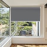 RYNS Verdunkelungsrollo Seitenzugrollo 125x250cm Doppelrollo verdunkelnd Wandmontage Deckenmontag Fensterrollo Verdunklungsvorhang für Fenster und Türen,Anpassbar, Dunkelgrau