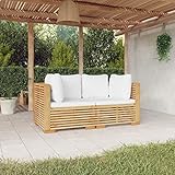 CIADAZ Garten-Ecksofas mit Kissen, Lounge Gartenmöbel, Gartenlounge, Loungemöbel, Balkon Lounge, Sitzecke Balkon, Sitzlounge Garten, 2 STK. Massivholz Teak