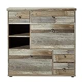 Stella Trading Bonanza Vintage Schuhschrank in Driftwood Optik - Retro Schuhregal mit viel Stauraum für Ihre Schuhe - 99 x 98 x 40 cm (B/H/T)