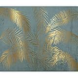 murando Fototapete tropische Blätter 350x256 cm Vlies Tapeten Wandtapete XXL Moderne Wanddeko Design Wand Dekoration Wohnzimmer Schlafzimmer Büro Palmblatt Natur gold b-A-0910-a-c
