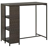 VACARX Bartisch mit Ablage, braun, 120 x 60 x 110 cm, Polyrattan, Artikelfarbe: braun