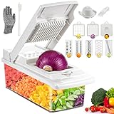 Gemüseschneider Multifunktions,15 in 1 Mandoline Gemüsehobel Edelstahl,Zwiebelschneider Gemüse Schneider Manuell-Zwiebel Zerkleiner,Obstschneider,Kartoffelschneider mit Eiertrenner