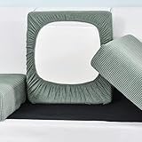 Sofa Sitzkissenbezug Stretch 3/4/2/1 Sitzer Sofasitzbezug Elastische Sofabezug für Rückenkissen,Sofahusse Couch-Kissenbezug,Sitzbezüge überzug für L Form Ecksofa Sitzkissen,GreenA-1seat-x(65-95cm)