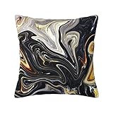 hansgo Dekorativer Kissenbezug, schwarz, weiß, gold, gelber Marmor, abstrakte bunte Malerei, Kunst, Überwurf, Kissenbezug, für Zuhause, Couch, Bett, Sofa, Dekoration, 45,7 x 45,7 cm