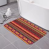 NOGRAX Folk Art Boho bedruckte Kieselgur-Matte, rutschfest, schnell trocknend, saugfähige Passform, Untertürmatte für Badezimmer, Badewanne, Dusche, 39,9 x 60 cm
