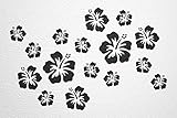 WANDfee Wandtattoo Hibiskus Blumen Hibiskusblüten FARBWUNSCH Wandaufkleber Fliesenaufkleber schwarz schwarz