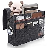 Betttasche, Bett Organizer, Betttasche Zum Einhängen, rutschfeste Aufbewahrungstasche, Nachttasche aus Dickem Filz, Sofa-Hängelager für Handys, iPads, Brillen, Bücher, Fernbedienungen usw (Dark Gray)