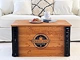 Uncle Joe´s Truhe Coffee Shop Couchtisch Truhentisch im Vintage Shabby chic Style aus Massiv-Holz in braun mit Stauraum und Deckel Holzkiste Beistelltisch Landhaus Wohnzimmertisch Holztisch nussbaum